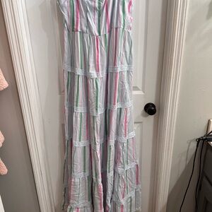 Crown and Ivy Pink and Green Striped Dress